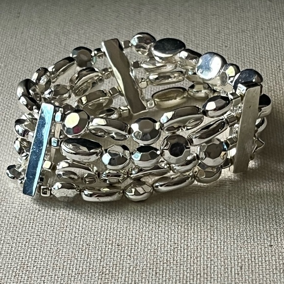 Avon Multirow Beaded Stretch Bracelet – Silvertone - Picture 5 of 5